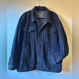 Men’s Abercrombie & Fitch Heavy Weight Corduroy Jacket Black Warm Winter Preppy